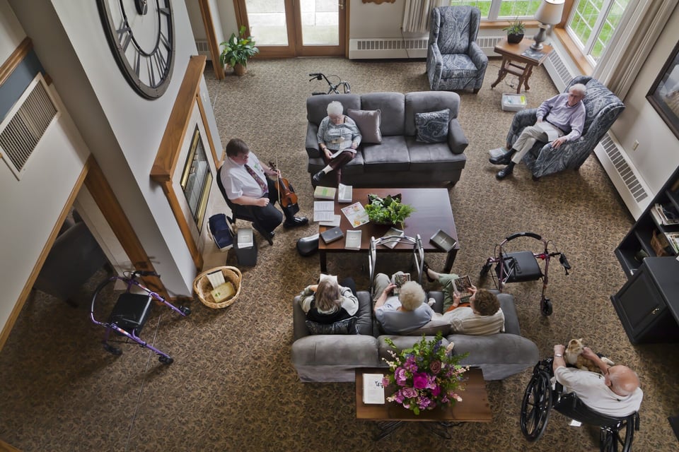 residents in lobby