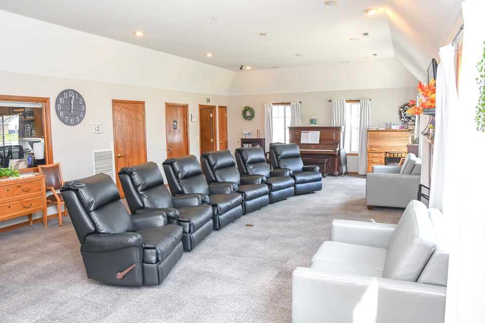 leather recliners in sunny room