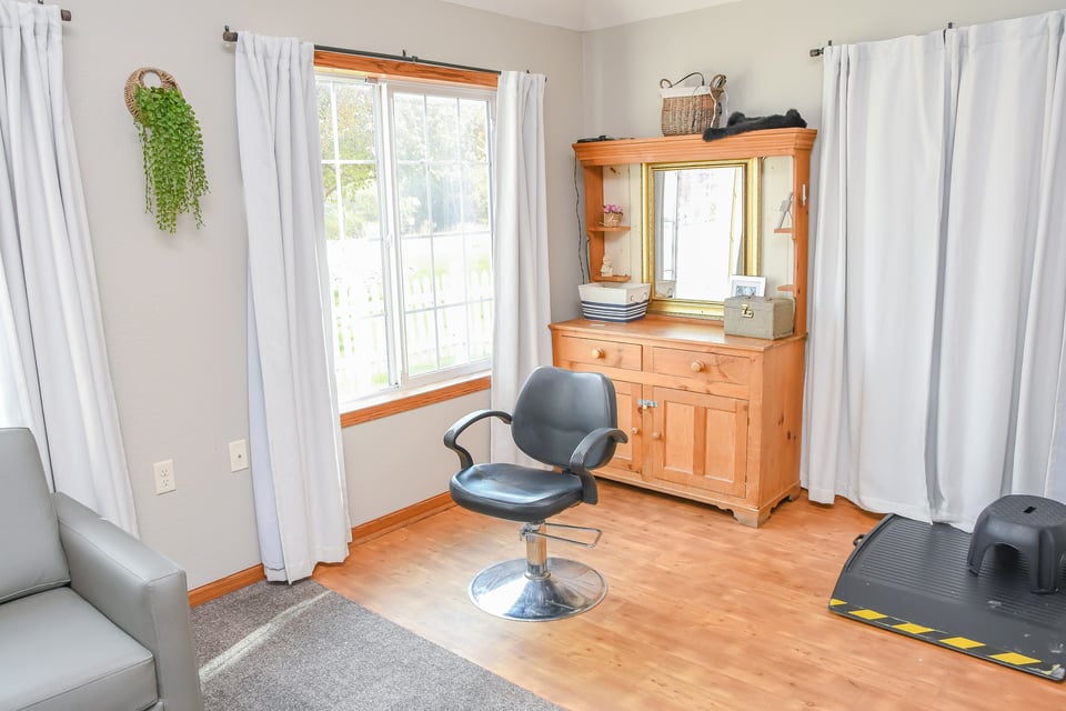 salon chair in sunny room