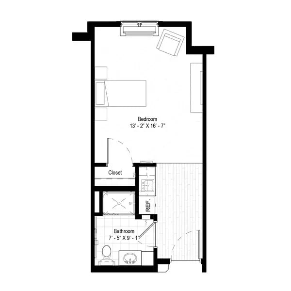 The Kalmar - 421 sq ft, studio