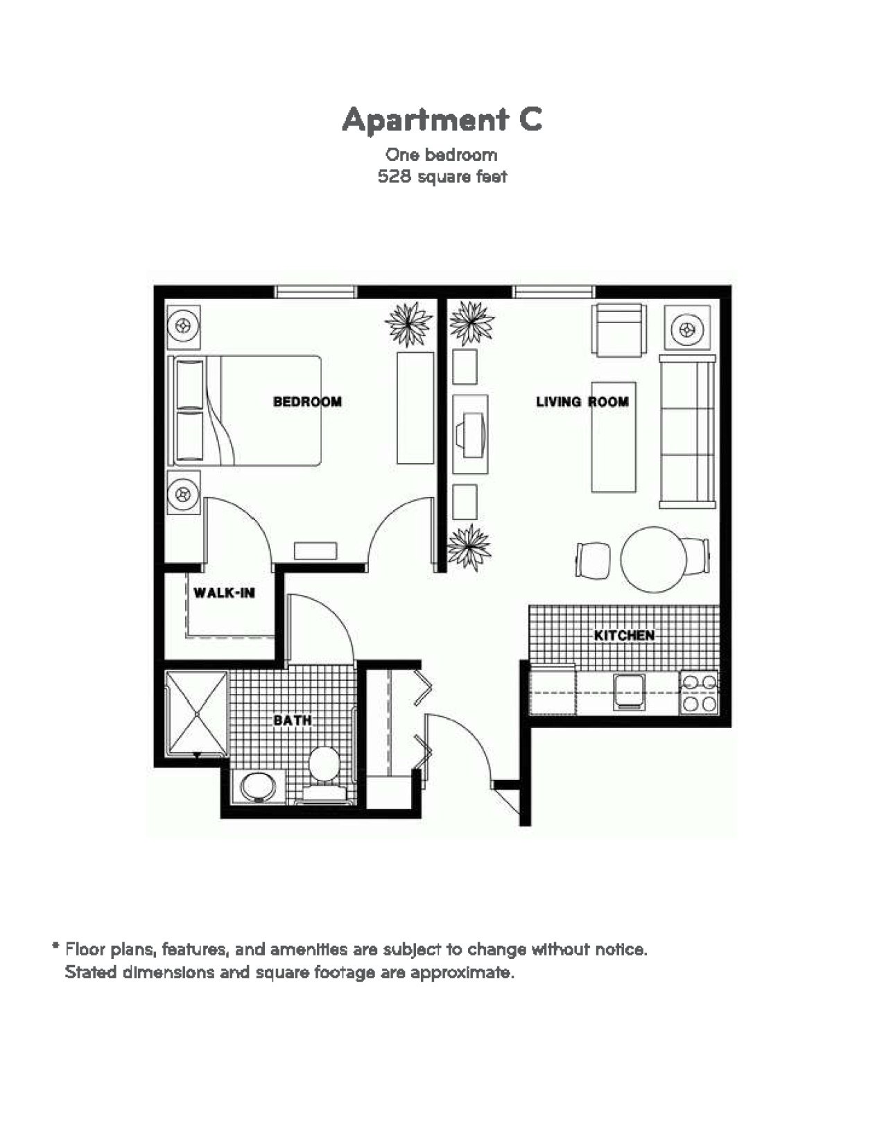 One Bedroom - 528 sq ft