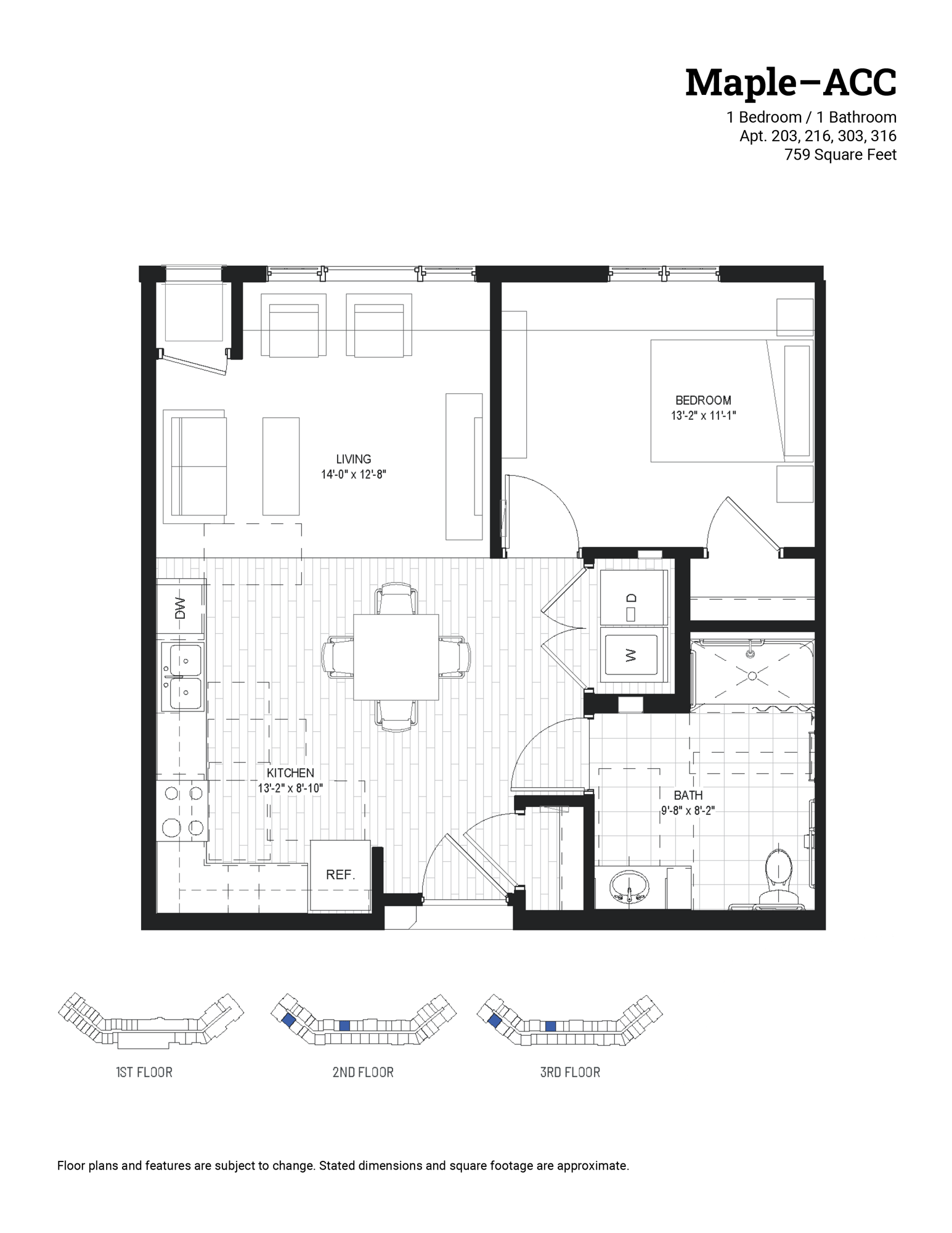 Maple - ACC | 1 bed, 1 bath | 759 sq ft