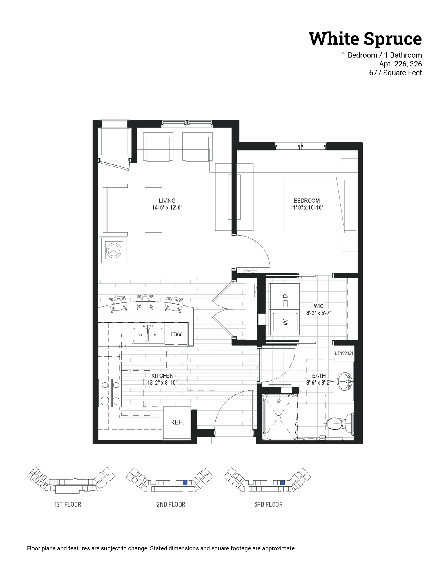 White Spruce | 1 bed, 1 bath | 677 sq ft
