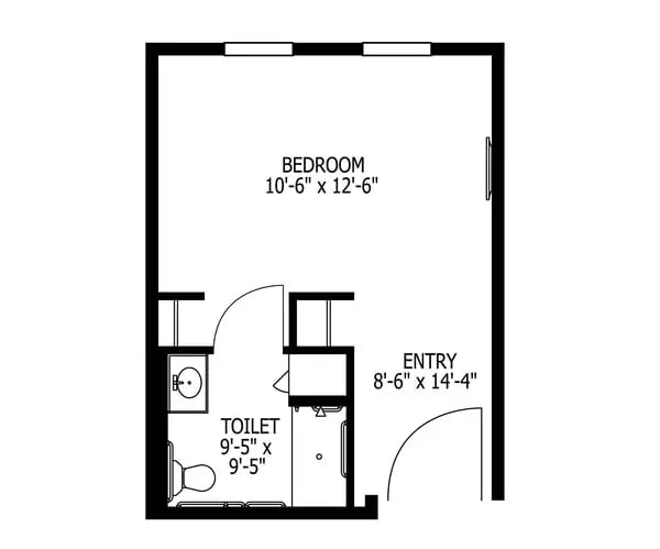 Memory care - Studio, 390 sq ft