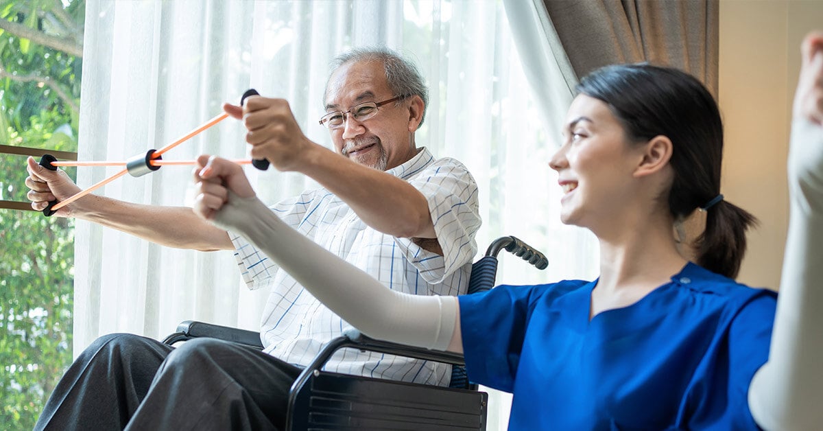 Senior man with nurse