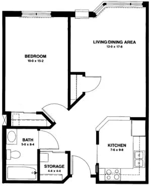 The Anoka - 590 sq ft, 1 bedroom (CityView)