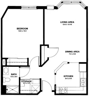 The New Ulm - 680 sq ft,  1 bedroom (CityView)