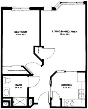 The Northfield - 575 sq ft,  1 bedroom, handicap accessible (CityView)