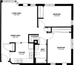 The Red Wing - 850 sq ft, 2 bedrooms (CityView)