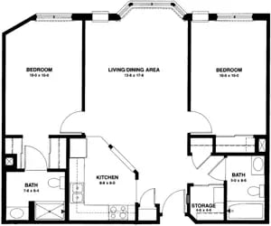 The Stillwater - 905 sq ft, 2 bedrooms (CityView)