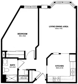 The Wabasha - 662 sq ft, 1 bedroom (CityView)