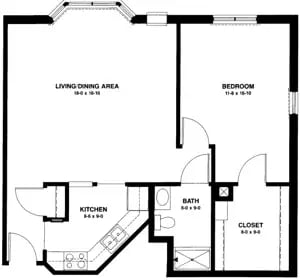 The Winona - 750 sq ft, 1 bedroom (CityView)