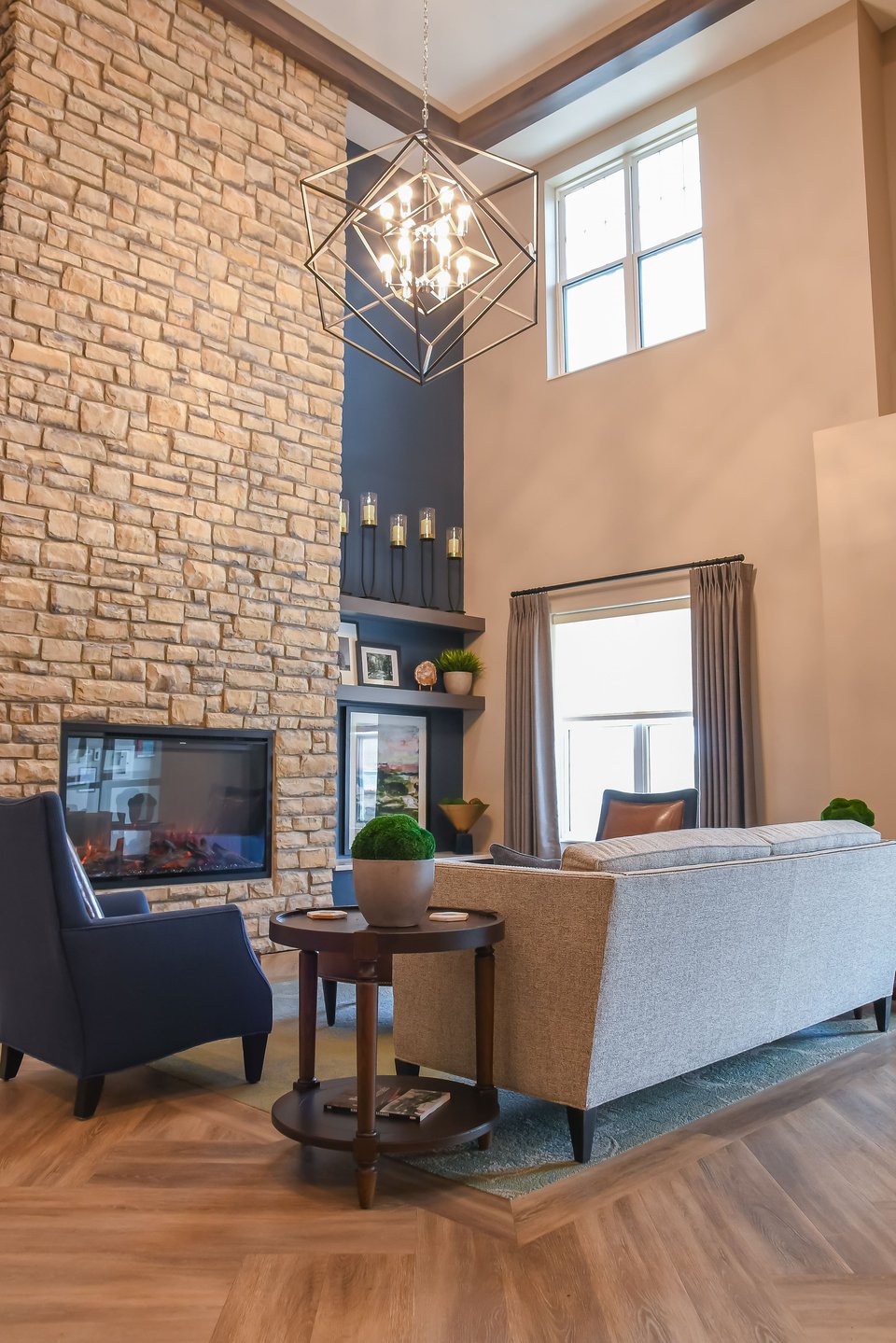 lobby with fireplace