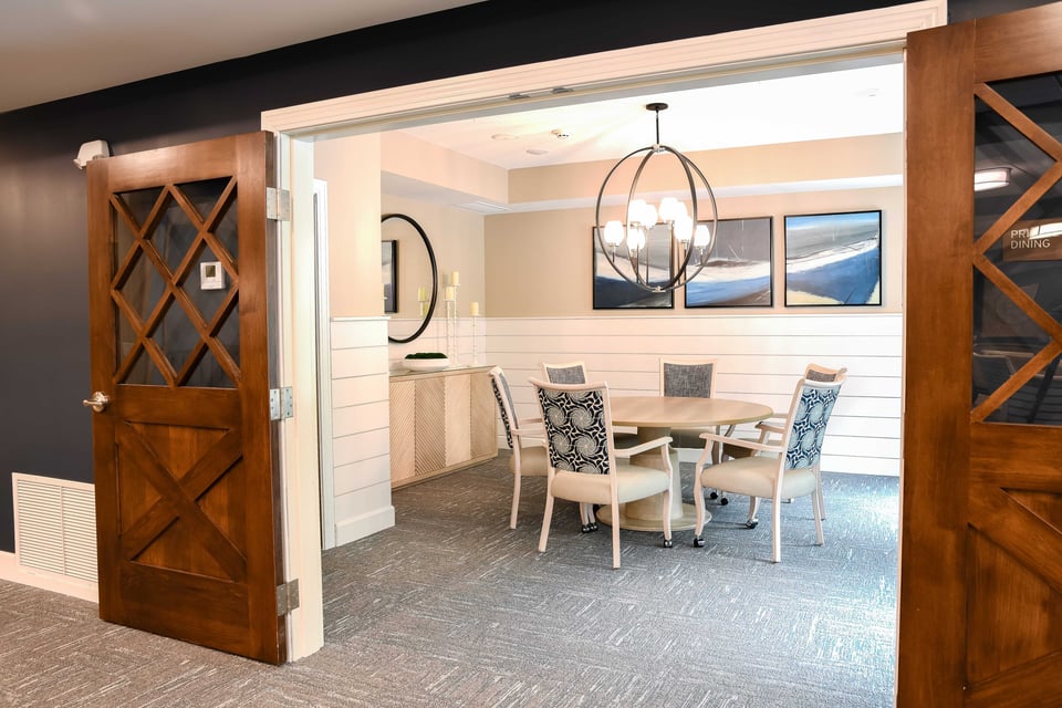 dining room with sliding doors open