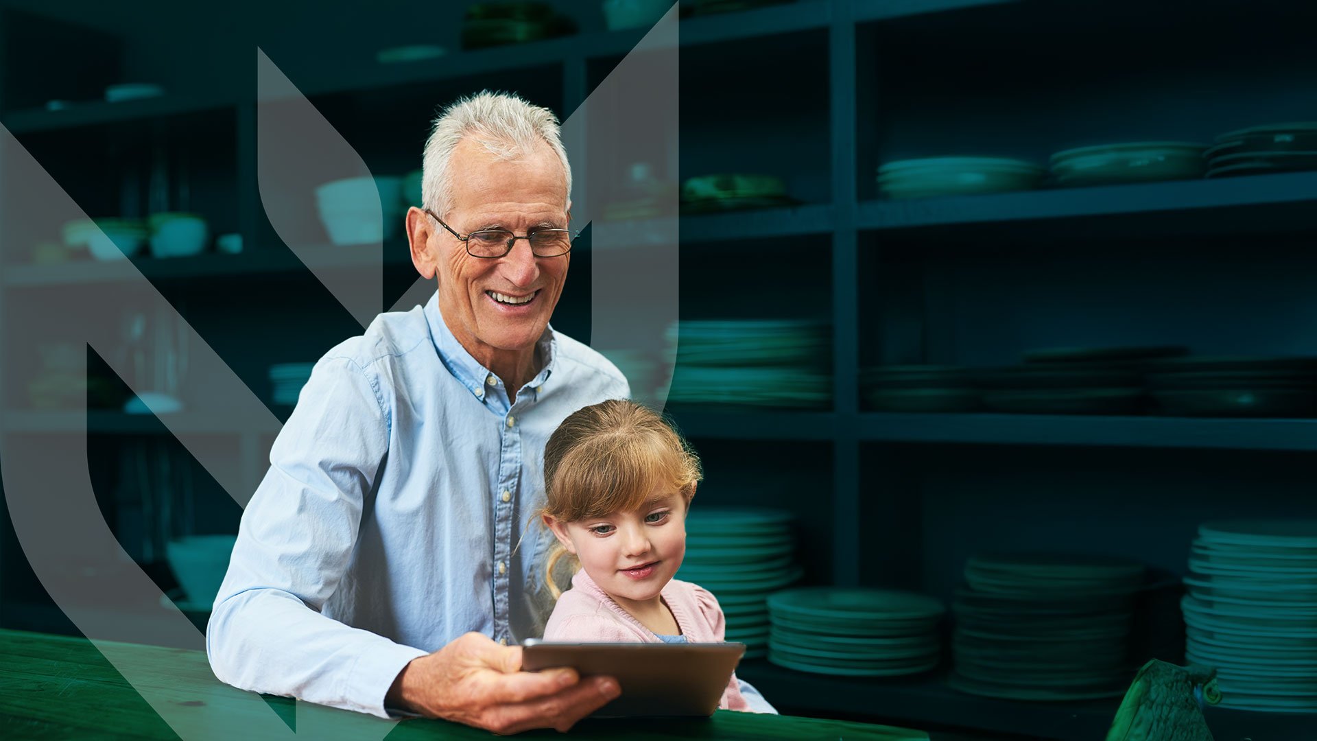 Photo of a grandpa with granddaughter